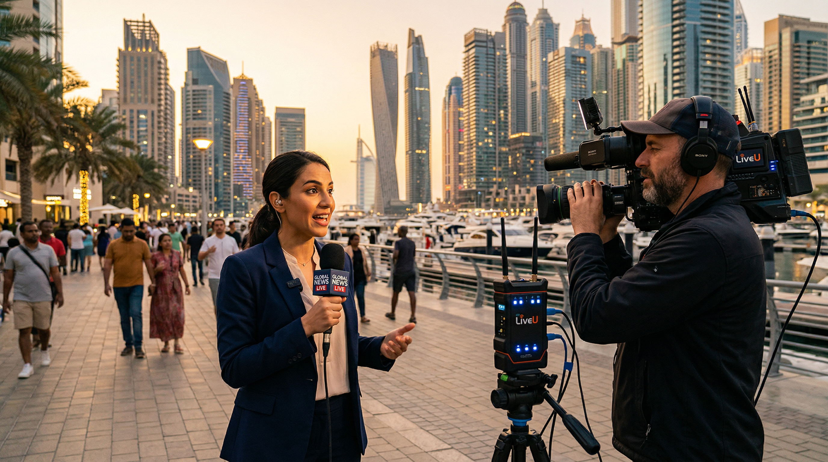 Journalist streaming live from a field location
